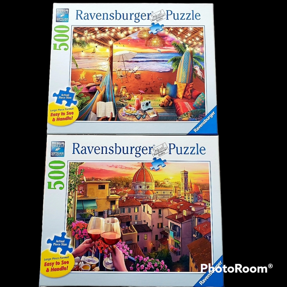 Ravensburger Puzzles Large Piece Jigsaw Cozy Cabana & Cozy Wine Terrace
